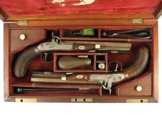 A Cased Pair of Percussion Pistols