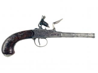 A Double Barrelled Flintlock Pistol by Barbar