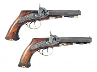 A Pair of Double Barrelled Irish Pistols