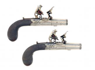 A Pair of Round Framed Pocket Pistols