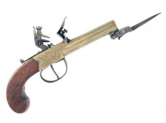 A Flintlock Pocket Pistol with Bayonet