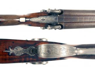 A Cased 12-Bore D.B. Percussion Sporting Gun by Wesley Richards