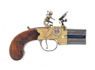 A Brass-Framed Tap Action Pistol by H. Nock