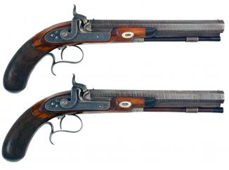 A Pair Of Near Mint Percussion Duelling Pistols