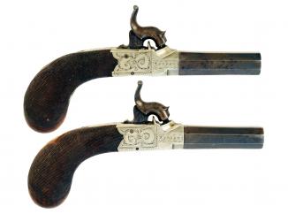 A Cased Pair of Percussion Pocket Pistols by Bently 
