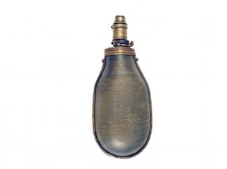 A Large Bottle Shaped Horn Powder Flask 