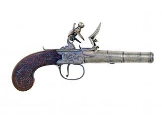 A Silver Inlaid Flintlock Pocket Pistol 