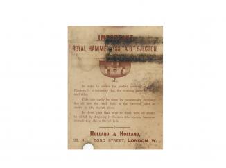 A Holland and Holland Loading Instruction Card. 