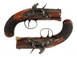 A Diminutive Pair of Flintlock Pistols by Clarke