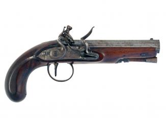 A Flintlock Greatcoat Pistol by Barton