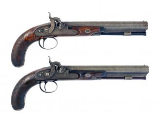 A Cased Pair of Percussion Pistols by D. Egg