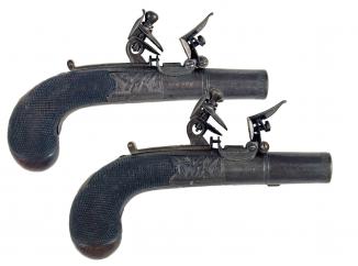 A Cased Pair of Flintlock Pocket Pistols. 