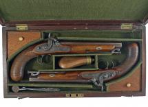 A Cased Pair of Percussion Pistols by Hewson