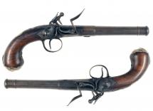 A Pair of Silver Mounted Queen Anne Pistols 