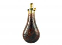 A Brown Leather Powder Flask by Sykes