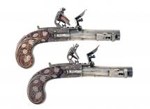 A Pair of Silver Mounted Flintlock Pocket Pistols 