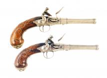 A Pair of Silver Inlaid Queen Anne Pistols