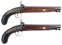 A Pair of Percussion Pistols by J. Gulley of London