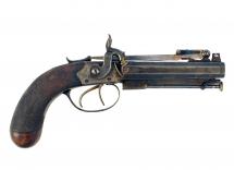 A Double Barrel Percussion Pistol by Cogswell