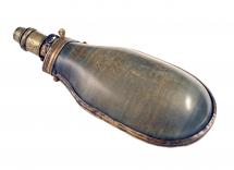 A Large Bottle Shaped Horn Powder Flask 