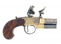 A Three-Barrelled Flintlock Pocket Pistol 