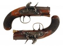 A Diminutive Pair of Flintlock Pistols by Clarke