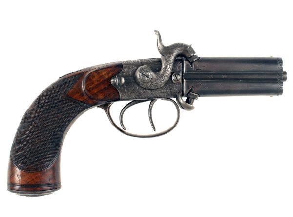 A Scarce 4-Barrel Percussion Pistol by Lang