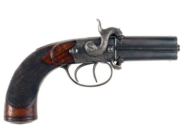 A Scarce 4-Barrel Percussion Pistol by Lang