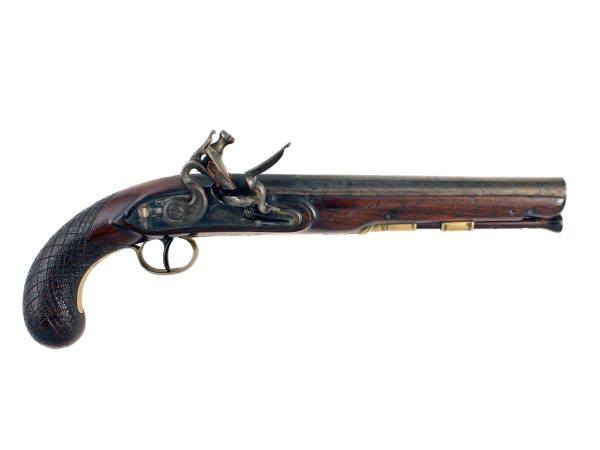 A Flintlock Officers Pistol by Bond of London