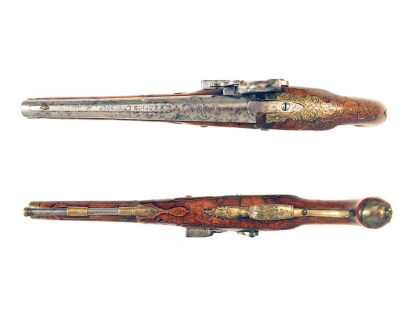 A Brass Inlaid Percussion Pistol by Lazarino - Image 3