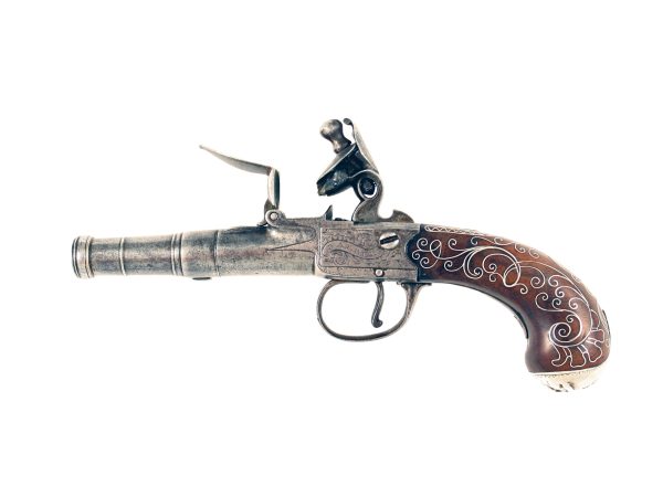 A Silver Inlaid Pocket Pistol by Barbar