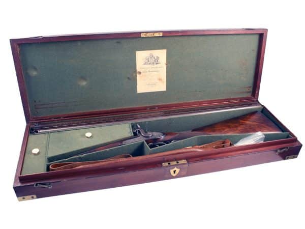A Cased 12-Bore D.B. Percussion Sporting Gun by Wesley Richards