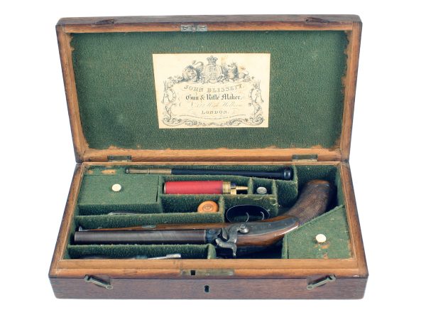 A Fine Cased Double Barrelled Pistol
