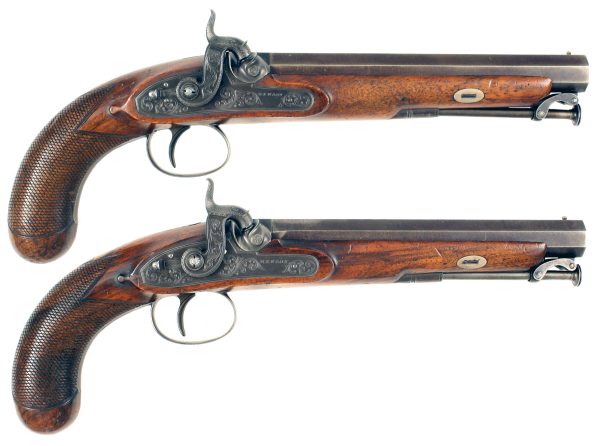 A Cased Pair of Percussion Pistols by Hewson - Image 3