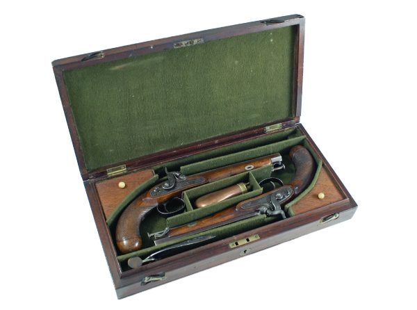 A Cased Pair of Percussion Pistols by Hewson - Image 2
