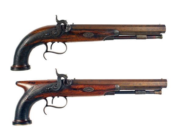An unusual pair of Percussion Duelling Pistols
