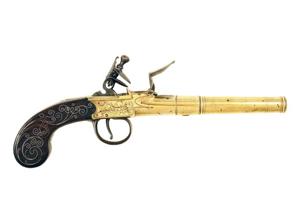 A Silver Mounted Pocket pIstols by Freeman