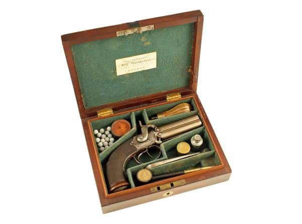 A Rare Cased 4 Barrel Pistol by Lancaster