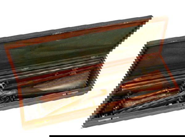 A Very Good Cased Percussion Shot Gun