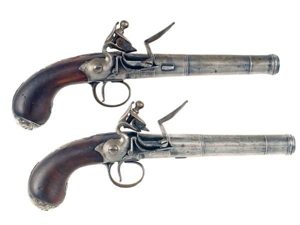 A Pair of Flintlock Queen Anne Pistols.