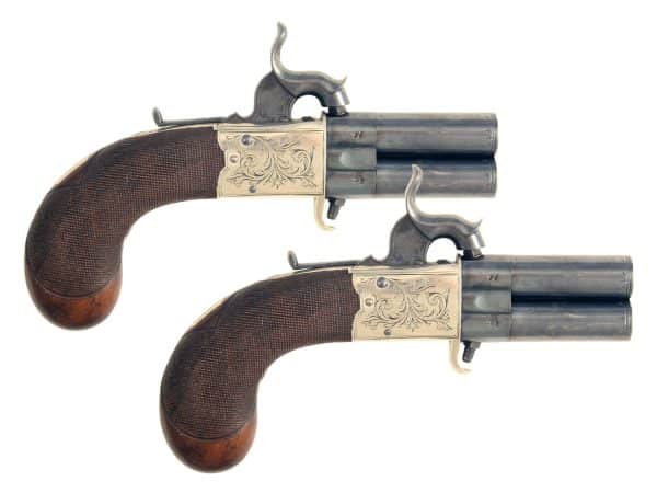 A Pair of Percussion Turn-Over Pistols