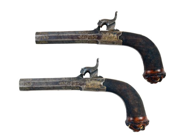 A Pair of Blue and Gilt Percussion Pistols - Image 2