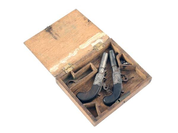 A Cased Pair of D.Egg Flintlock Pocket Pistols.