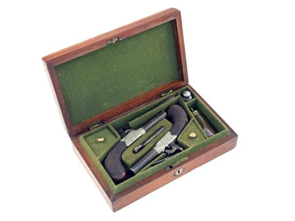 A Cased Pair of Percussion Pocket Pistols by Bently