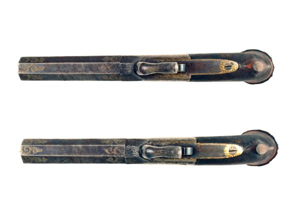 A Pair of Blue and Gilt Percussion Pistols - Image 4