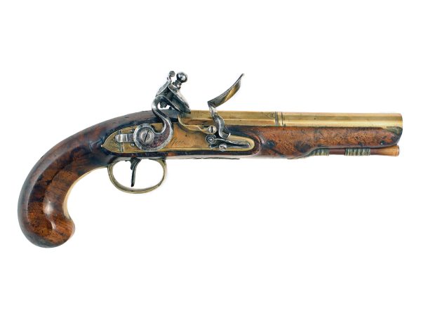 A Brass Barrel Flintlock Overcoat Pistol