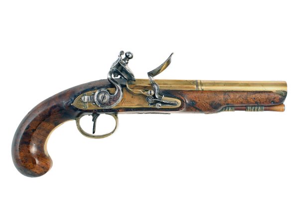 A Brass Barrel Flintlock Overcoat Pistol