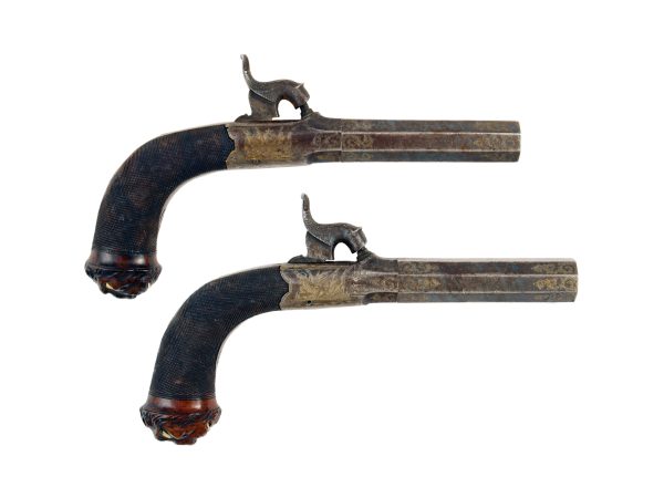 A Pair of Blue and Gilt Percussion Pistols