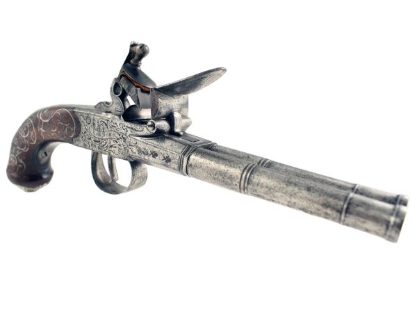 A Double Barrelled Flintlock Pistol by Barbar