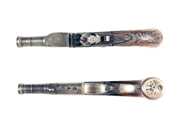 A Silver Inlaid Pocket Pistol by Barbar - Image 2